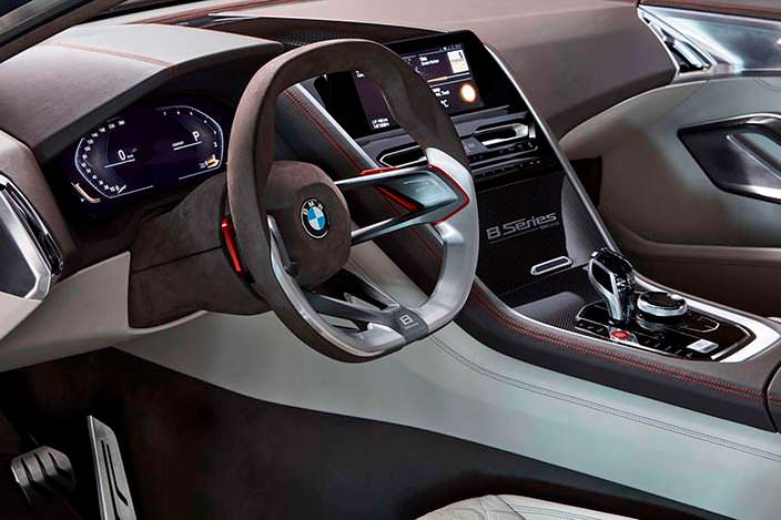 Руль с алюминиевыми спицами BMW 8-Series Coupe 2017 года