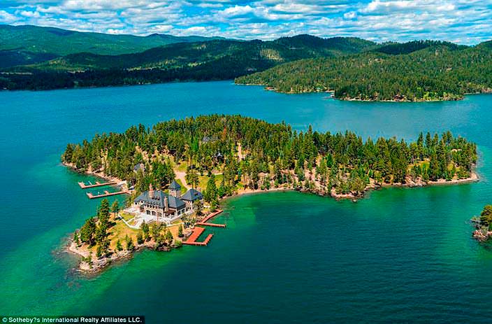 Фото | Частный остров на озере Флэтхэд в Монтане, США