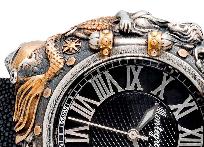 Серебряные часы с позолотой Montegrappa Pirates