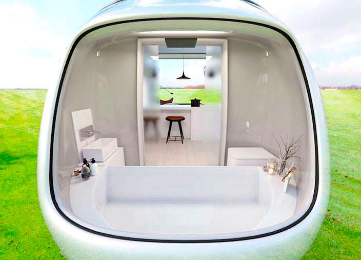 Полноразмерная ванная комната в кемпере Camping Pod от Anomaly