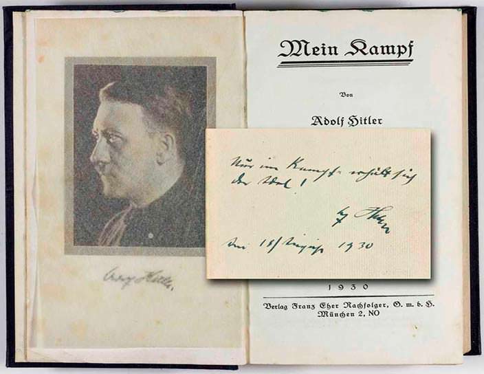Книга «Майн Кампф» с автографом Адольфа Гитлера