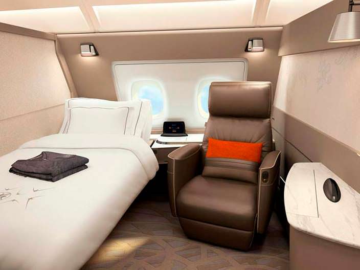 Односпальный люкс в бизнес-классе Airbus A380