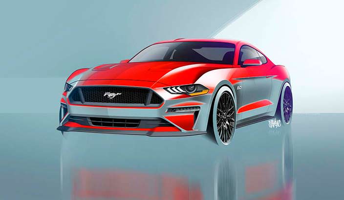 Наброски дизайна Ford Mustang 2018
