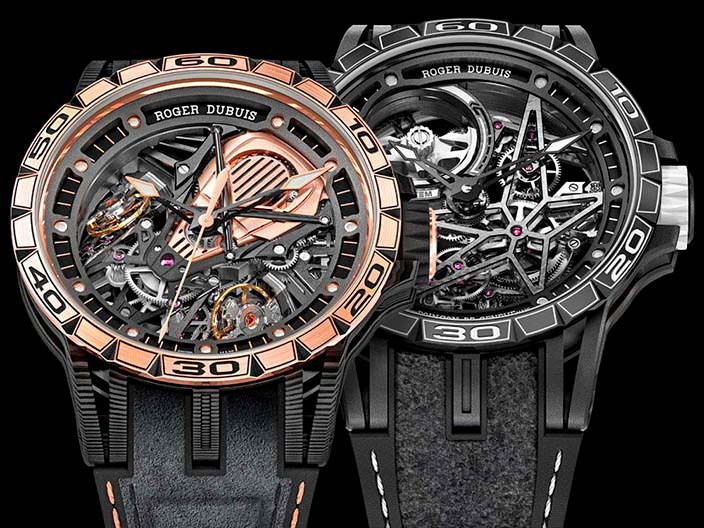 Часы-скелетоны Roger Dubuis в честь Pirelli и Aventador S