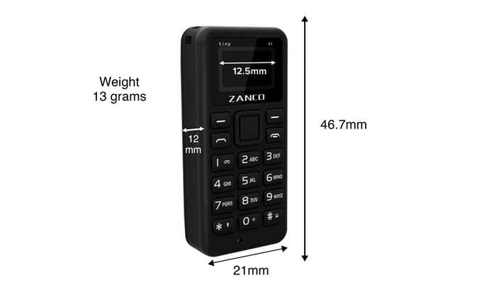 Zanco Tiny T1: габаритные размеры самого маленького телефона