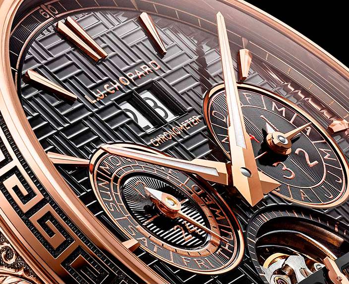 Циферблат золотых часов Chopard L.U.C Perpetual T