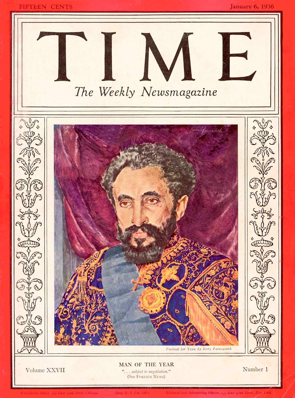 1935 год. Император Эфиопии Хайле Селассие I на обложке Time
