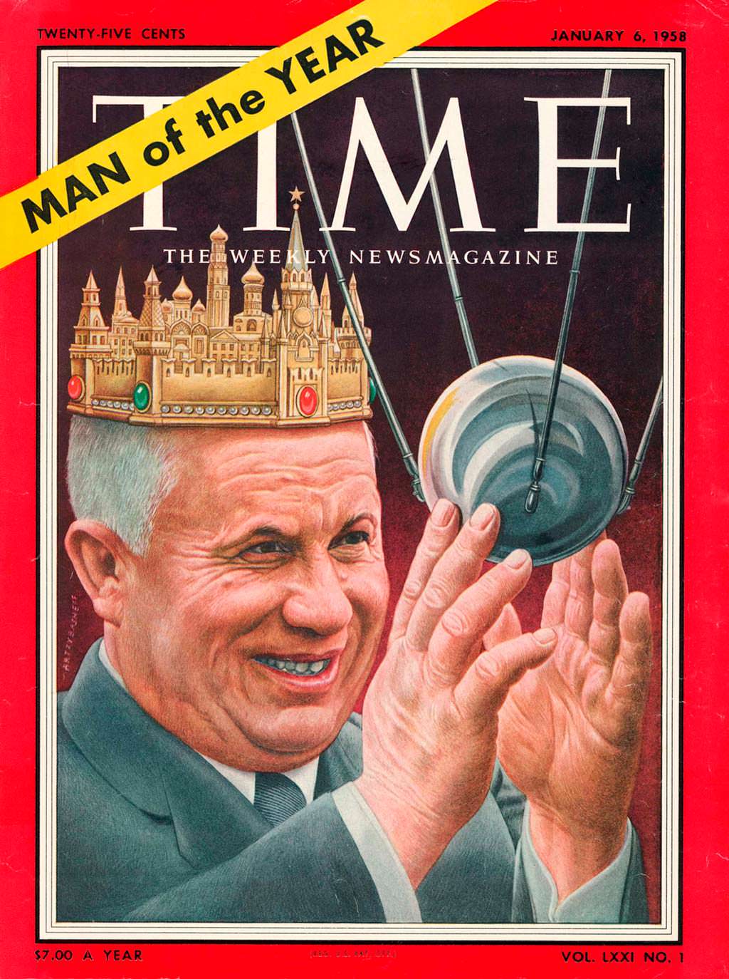 1957 год. Секретарь ЦК КПСС Никита Хрущёв на обложке Time