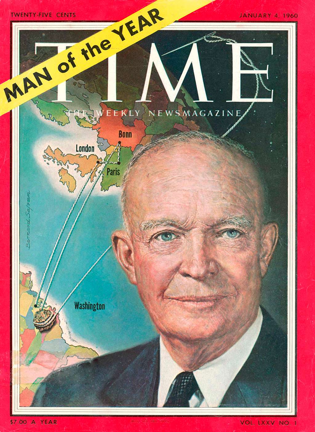 1959 год. 34-й президент США Дуайт Эйзенхауэр на обложке Time