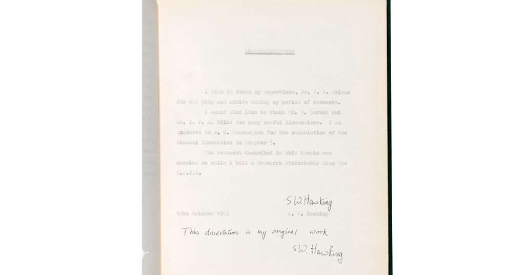Докторская диссертация Стивена Хокинга 1965 года