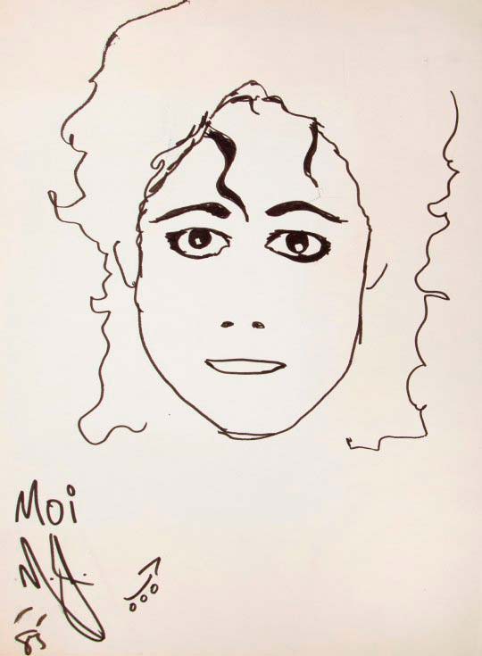 Автопортрет Майкла Джексона на бумаге ручкой