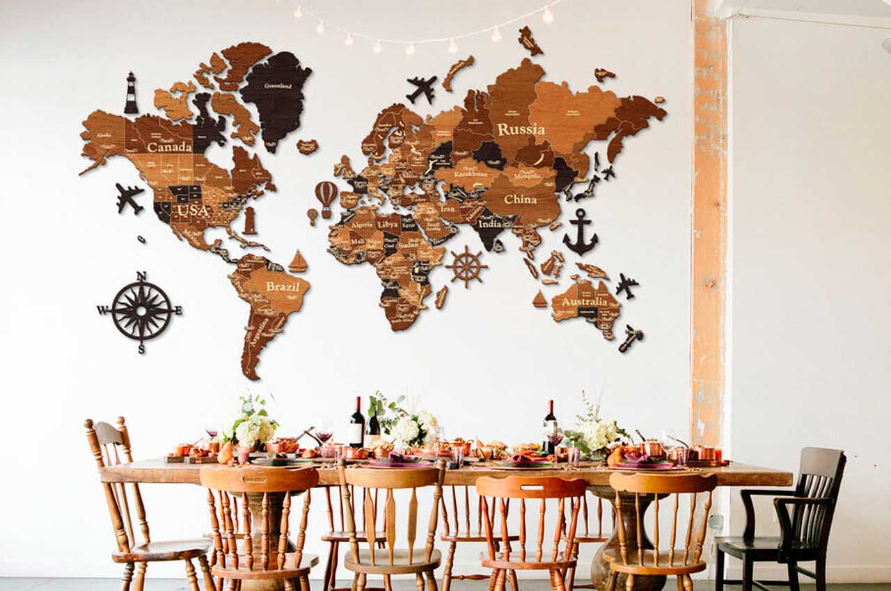 Деревянные карты мира: красивое сочетание природы и культуры