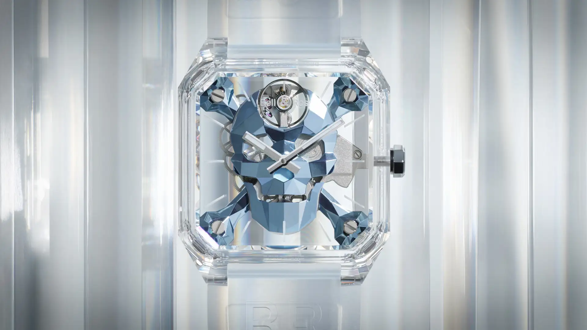 Bell & Ross выпустил стеклянные часы BR 01 Cyber Skull Sapphire с турбийоном